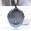 Natural Terahertz Pendant Peacock Pattern Carved Energy Stone Hanging Ornament