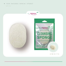 ARIANA Konjac Facial Sponge Oval Pure White 301A Bath Cleansing Sponges..
