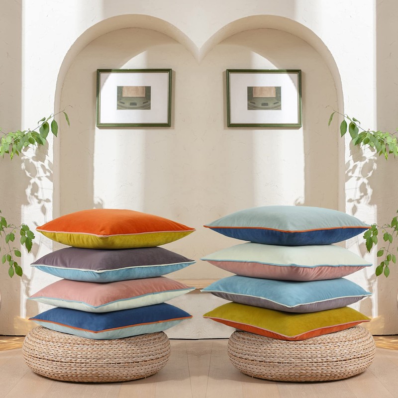 COFEDE Velvet Cushion Covers 16x16 inch Set of 4,Decorative Square