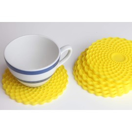 Yellow Drinks Coasters Set of 6 by Stone & Thyme - a UK Brand. Non Slip, Heatproof & Easy to Clean. Colourful Decorative Home Accessories That Protect All Surfaces.