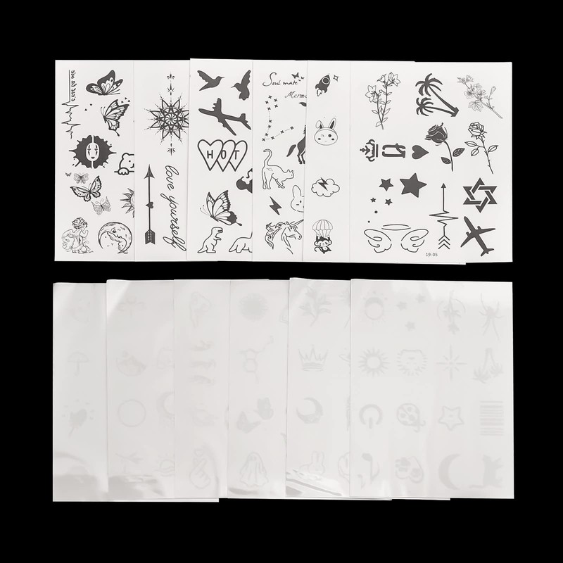 ATOMUS 12pcs Pigment Temporary Tattoos Small Pattern for Fingers Hands