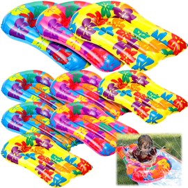 Blueweenly 6 Pcs Inflatable Bodyboards for Water Slides,21.2 x 15 Inch Inflatable Tropical Luau Party Decorations, Kids Portable Surf Boards, Blow up Pool Board for Hawaiian Party(Blue,Pink,Yellow)