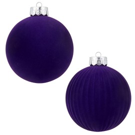 CristBest Velvet Christmas Balls Large Hanging Shatterproof Flocked Christmas Tree Ornaments for Xmas Tree Hanging, Holiday Wedding Party Decorations, Gifts and Home Decorations (Purple, 6" (2pcs))