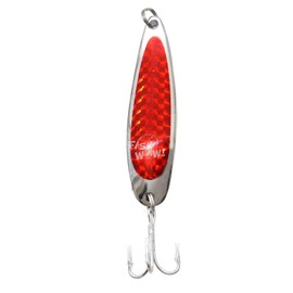 Qty10 Fish WOW!® 1oz Fishing Spoon with a Treble Hook 28g Fish Jigging Casting Lures - 2 Colors