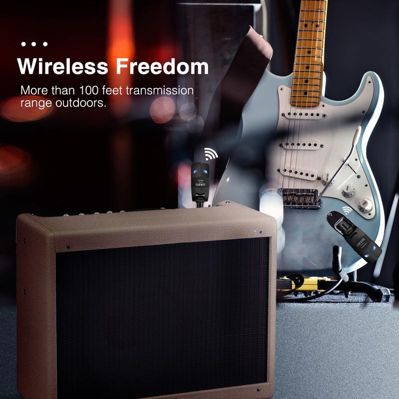 LEKATO WS-80 Wireless Guitar System 2.4Ghz, Audio Wireless Transmitter Receiver