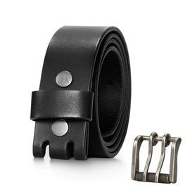 Wrangler Genuine Leather Belt for Men, 38mm Casual Belt with Removable Double-Prong Roller Buckle for Jeans, Gift for Men