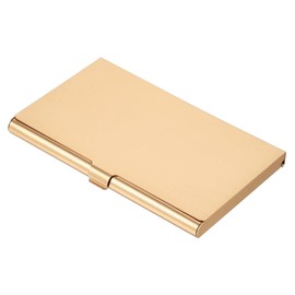 PATIKIL Business Card Holder, Aluminum Alloy Flip Cover Slim Name Cards Case for Women Men, Champagne Gold