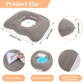 Inflatable Donut Cushion, Doughnut Seat Pillow for Hemorrhoids, Tailbone Pain, Low Back Pain, Portable Travel Seat Cushion for Airplane, Camping, Office Chair (Grey)