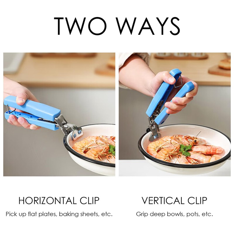 Pack of 2 Blue Anti-scald Clips, Bowl Clips, Non-Slip Clips,