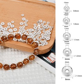 MAPOIEU 200pcs Silver Plated Flat and Disc Spacer Beads, Solid Brass Rondelle and Heishi Beads for DIY Jewelry Making (5mm)