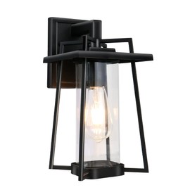 MONKFISH 1 Light Outdoor Wall Light, Matt Black Finish with Clear Glass Lamp Shade, Lamp Fixture for Porches, Gardens, Terraces, Garages, Corridors and Balconies 2462-1W