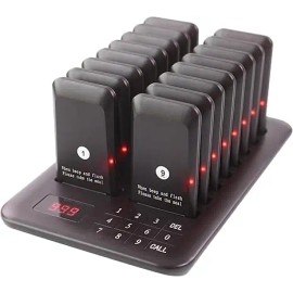 New Restaurant Pager System Pagers Black and White Wireless Calling System for Food Truck Bars Court Hotels Cafe Shops Clinicscolor: Black