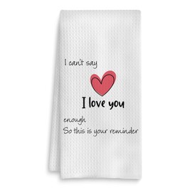Fuasei I Love You Valentines Kitchen Towels, Valentines Gifts for Her Girlfriend Wife Wedding Anniversary, Love Gifts Valentine Hand Towels for Bathroom, Valentines Dish Towels, 16x24 Inch