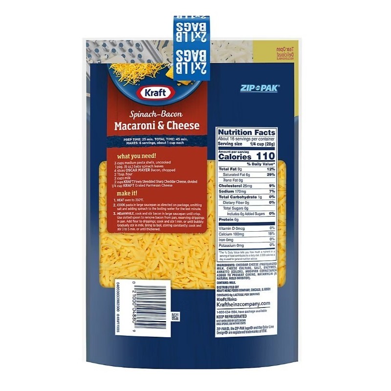 Kraft Sharp Cheddar Finely Shredded Cheese, 2 pk./1 lb.