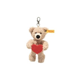 Steiff Fynn Teddy Bear Pendant 12 cm Beige Love Key Ring Cuddly Teddy Plush with Red Felt Heart Lucky Charm Ideal Gift Idea Machine Washable