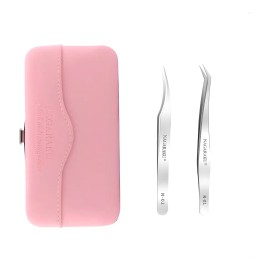 Set 2 Pinzas De Precision Nagaraku Para Pestañas + Estuche