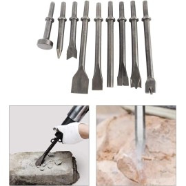 8milelake 9 Pcs Air Hammer Bits Set 0.39 Shank Smoothing Pneumatic Air Hammer Chisel Bits
