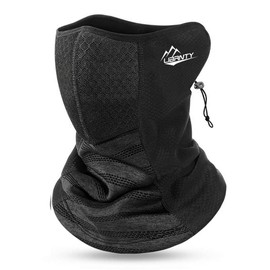 LIBRNTY Multifunctional cycling scarf, neck warmer, tube scarf, men's tube scarf, winter men, optional with filter compartment, thin and washable for running, cycling, motorcycle mask, ski mask, black