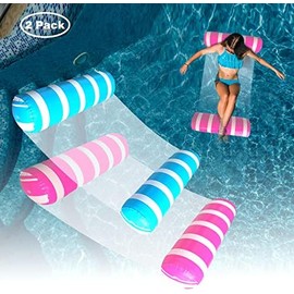BLOFUN 2 Pack Water Swimming Pool Float Hammock,Pool Float Lounger,Water Hammock Lounger, Swimming Floating Bed Hammock,Comfortable Inflatable