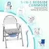 5 in 1 Folding Bedside Commode - Adjustable Height Portable