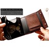 IrideScent PUEBLO Men's Bi-fold Wallet, Box-shaped Coin Purse, Italian Leather,