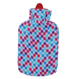 AB Tools 2 Litre Hot Water Bottle with Spotty Design Fleece Cover Cosy Revitalize Therapy