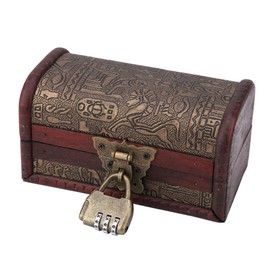 Estink Wooden Jewelry Storage Box Vintage European Classical Wooden Case Treasure Chest Case Trinket Box Container Home Decoration Jewelry Box with Password Lock