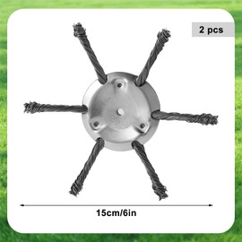 2pcs Steel Wire Grass Trimmer Heads, 6 Inch Universal Replacement for Lawn Mowers & String Trimmers Heavy-Duty Grass Eater Blade with Quick-Install Adapter