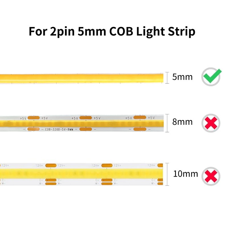 Clearhill 5mm 2Pin 24PCS Press-in Assembly COB LED Strip Connector