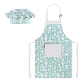 Kids Apron and Chef Hat Set-Adjustable Child Apron for Boys and Girls for Cooking Baking Tableware