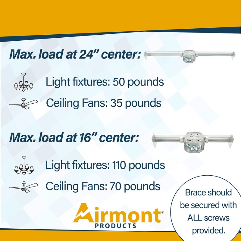 (4-Pack) Ceiling Fan Mounting Bracket with Adjustable Bar Hanger, 1-1/2''