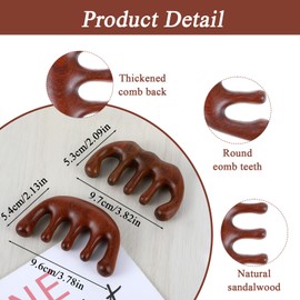 Ouligay 2PCS Wood Hair Scalp Massager Comb Sandalwood Loc Comb Scalp Detox Combs Wood Gua Sha Head Massager for Hair Growth Women Men