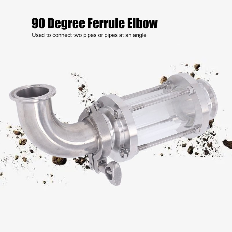 Naroote Sanitary Ferrule Elbow, Proof 304 Stainless Steel Sealed 90