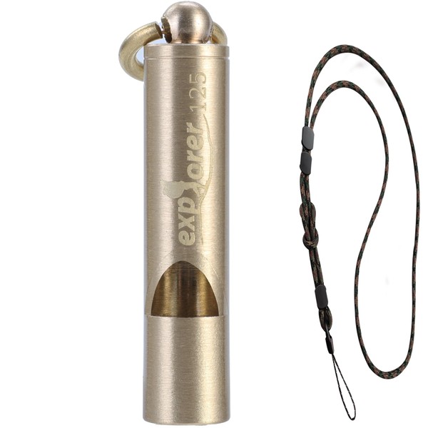 CINKCO Brass Whistle Emergency Whistle Loudest 125db+ Outdoor Survival Whistle