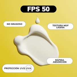 Quotidien Protector Solar Facial FPS 50 con Textura Ultra Ligera, Bloqueador Solar Dermatológicamente Probado, Acabado Invisible, Control de Brillo, Protección de Amplio Espectro 50 ml