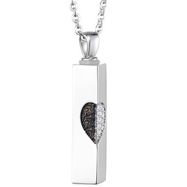Fanery Sue Simple Silver Urn Necklaces for Ashes, Cremation Jewelry for Ashes Memorial keepsake Necklace Forever in My Heart for Women Men Ashes