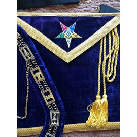 OES WORTHY PATRON|MATRON MASONIC APRON AND CHAIN COLLAR, EASTERN STAR APRON Blue