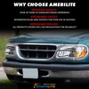 AmeriLite Chrome Replacement Headlights Lamp w/Corner Parking Turn Signal Set