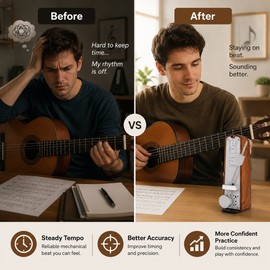 Mini Mechanical Metronome for Music Practice – Portable Wind-Up Tempo Trainer for Guitar, Violin & Piano