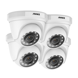 ANNKE (4 1080P HD-TVI Security Camera Kits with Ultra Clear 100ft/Night Vision, IP66 Weatherproof, 4-Packed with Power Cables