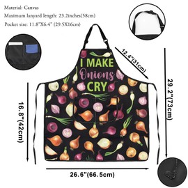 VAMSII Cooking Baking Chef Gift I Make Onions Cry Apron With Pockets Onions Lover Kitchen Gift BBQ Housewarming Gift (Make Onions Cry A C)