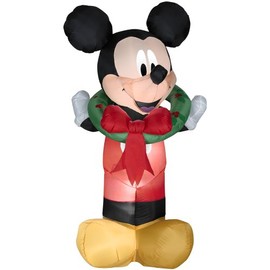 Christmas Mickey Mouse Wreath Airblown Inflatable Gemmy 5.5 Ft Tall