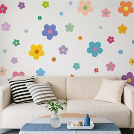 63 Pcs Flower Wall Stickers,Colorful Paster That are Easy to Peel or Paste,Waterproof PVC Decal Suitable of Bedrooms,Classrooms,and Kindergartens for Girls,Boys (9 Sheets)