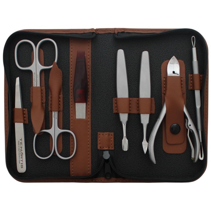 Tenartis 9 Piece Stainless Steel Manicure and Pedicure Case Real