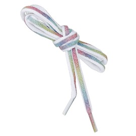 Elerevyo Shoelaces, Round Shoelaces, Fashionable, Reflective Stripes, Unisex, 2 Pairs, White Rainbow Bling
