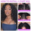 Burmese Curly V Part Wigs Human Hair 180% Density Water