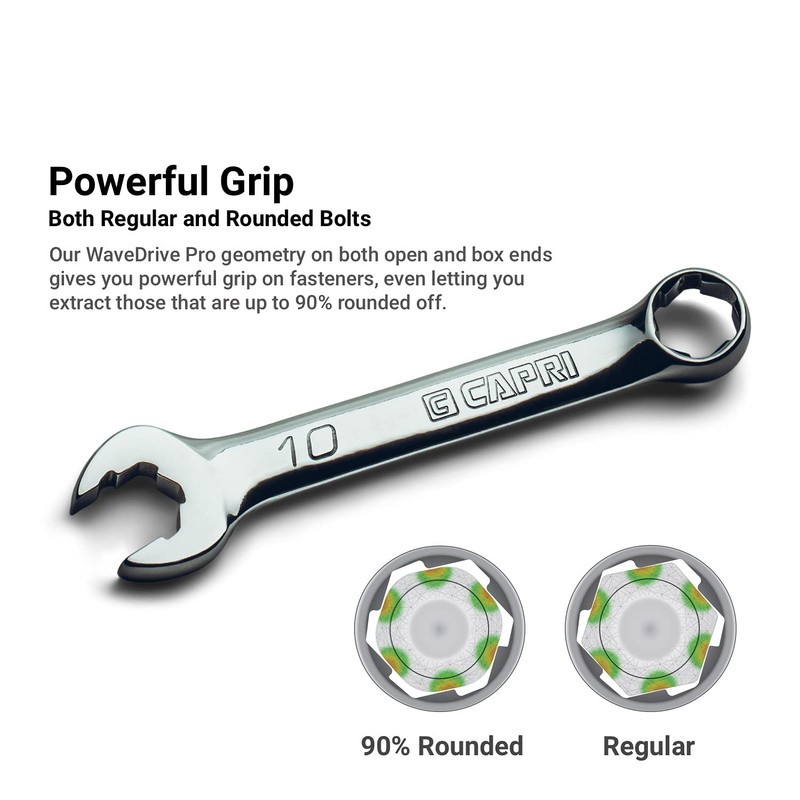 Capri Tools 16 mm WaveDrive Pro Stubby Combination Wrench for