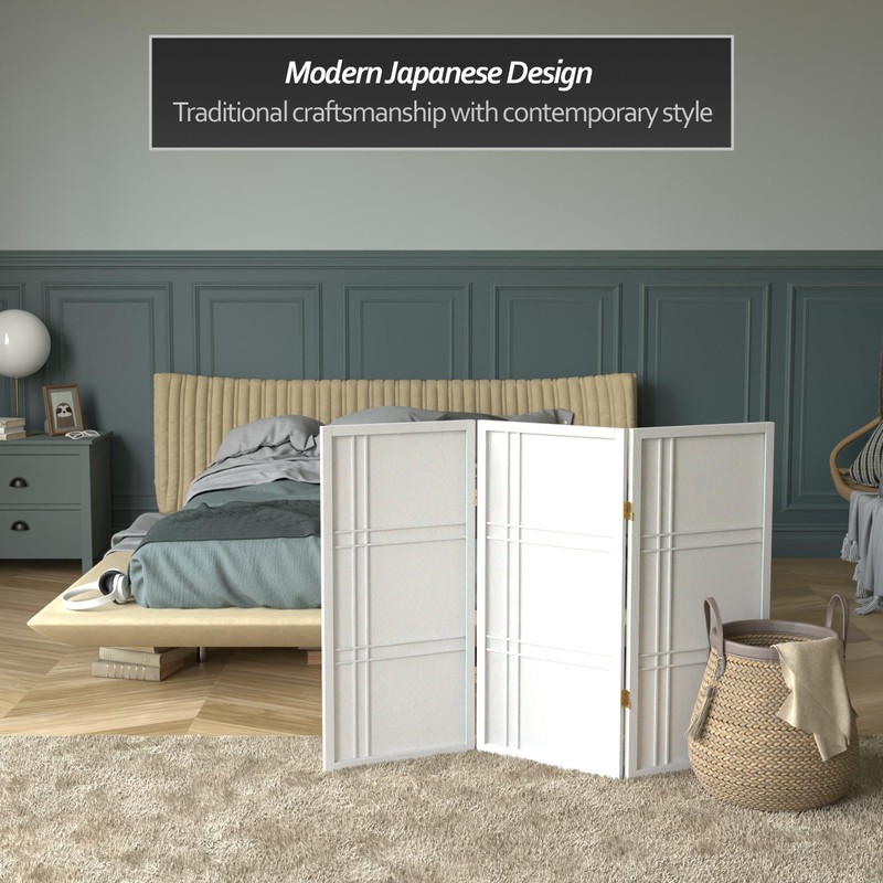 3 ft. Short Double Cross Shoji Screen - White -