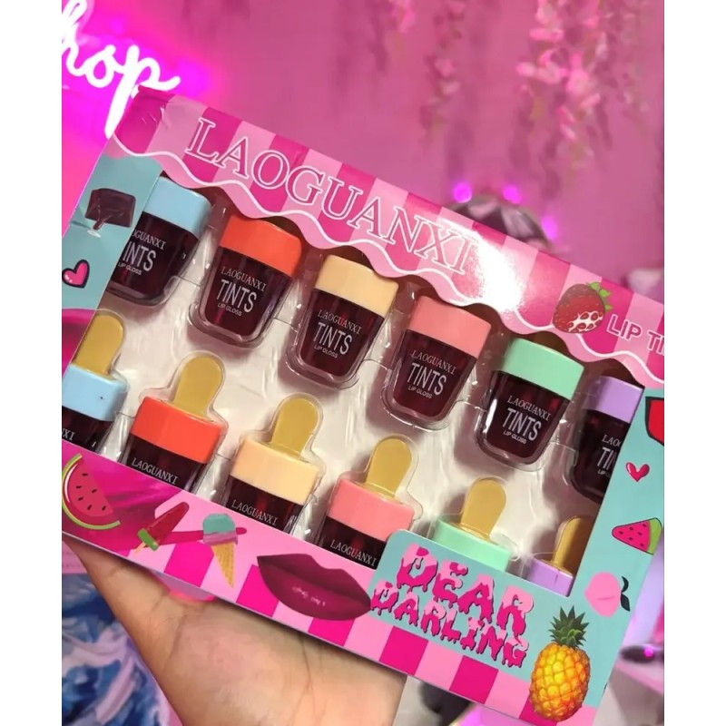 12 Tintas Labiales Forma De Paleta Larga Duración Lip Tint
