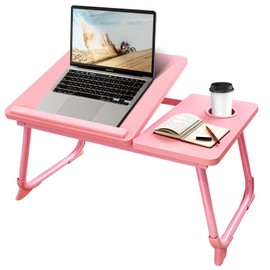 CloudTrip Laptop Desk for Bed or Couch, Lap Desk, Woking in Bed Desk, Home Office Desks, Breakfast Tray, Desk with Cup Holder, Watching Movies in Bed, Laptop Stand for Bed, Fordable Legs Desk (Pink)